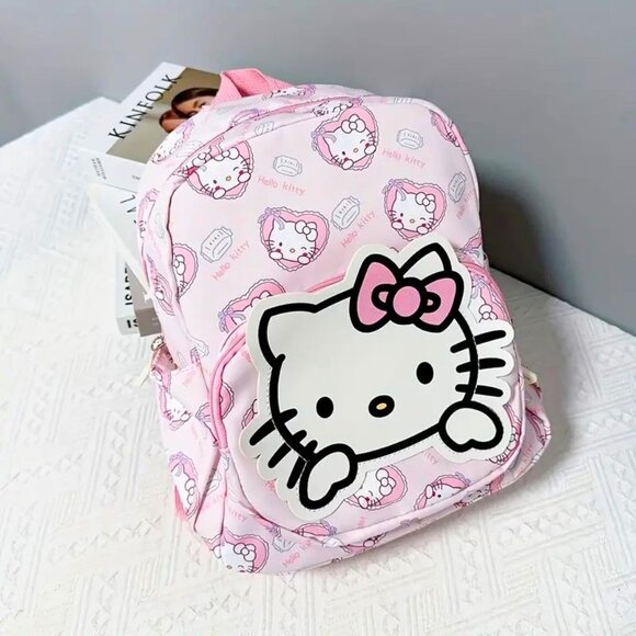 Sanrio Handbags - Hello Kitty Sanrio Backpack Pink White Goth Emo Grunge Pocket Adjustable New
